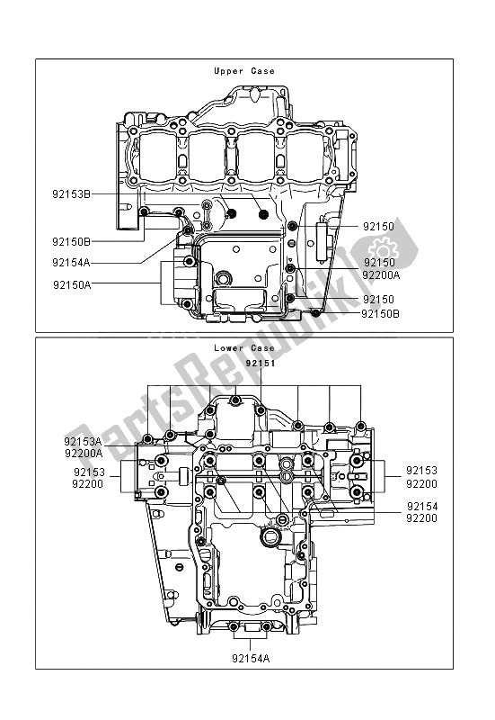 Tutte le parti per il Modello Del Bullone Del Basamento del Kawasaki Z 1000 SX 2013