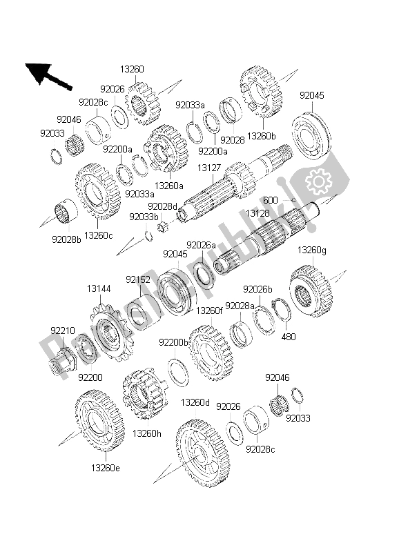 All parts for the Transmission of the Kawasaki W 650 2001