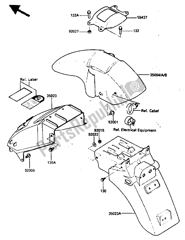 Alle onderdelen voor de Spatbord van de Kawasaki GPZ 600R 1986