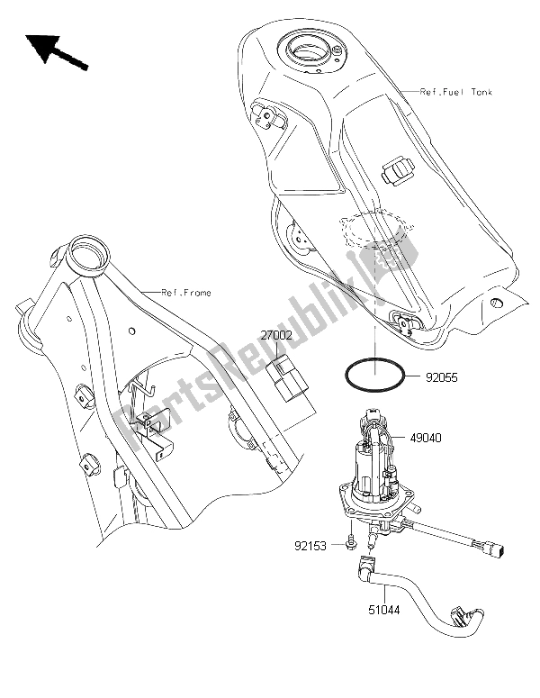 All parts for the Fuel Pump of the Kawasaki KLX 250 2015