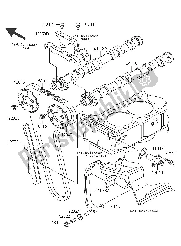 All parts for the Camshaft & Tensioner of the Kawasaki ZRX 1200R 2005