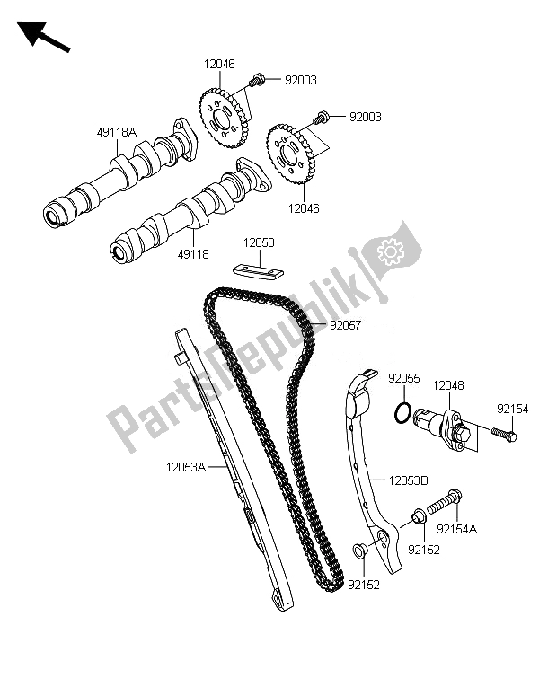 All parts for the Camshaft(s) & Tensioner of the Kawasaki ER 6F 650 2014