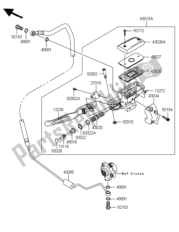 All parts for the Clutch Master Cylinder of the Kawasaki VN 1700 Classic ABS 2014