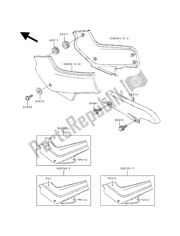 Tutte le parti per il Coperchio Laterale E Custodia A Catena del Kawasaki GPZ 500S 1992