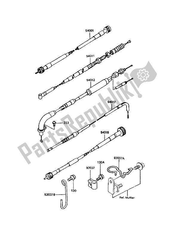 Alle onderdelen voor de Kabels van de Kawasaki KMX 125 1989