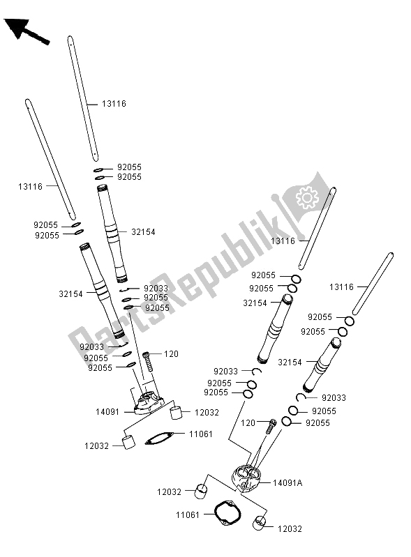 Toutes les pièces pour le Poussoir du Kawasaki VN 2000 2006