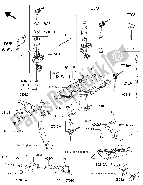 All parts for the Ignition Switch of the Kawasaki Z 1000 SX ABS 2015