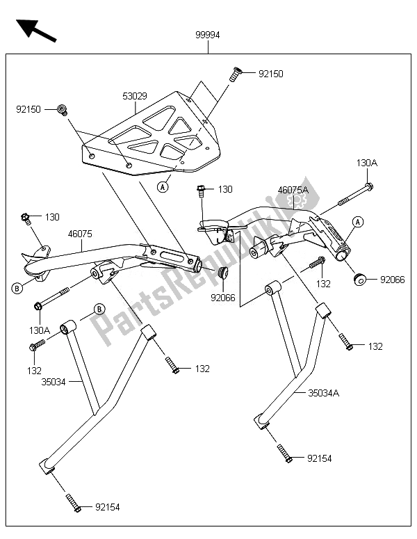 All parts for the Accessory (top Case Bracket) of the Kawasaki ER 6N ABS 650 2014