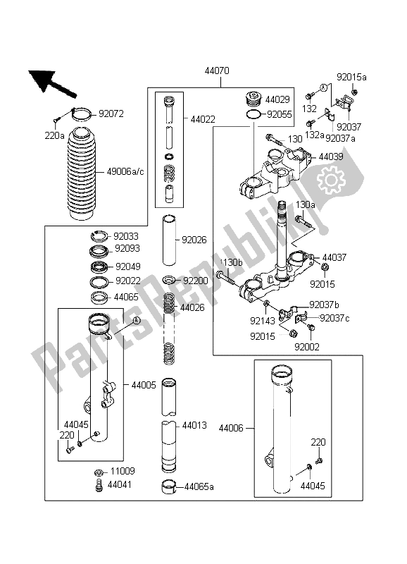 Tutte le parti per il Forcella Anteriore del Kawasaki KLR 650 1999