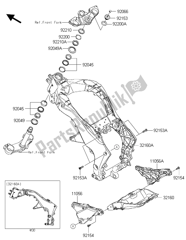 All parts for the Frame of the Kawasaki Z 1000 SX ABS 2015