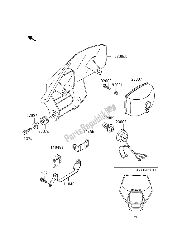 Tutte le parti per il Faro del Kawasaki KDX 200 1997