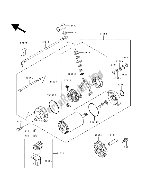 All parts for the Starter Motor of the Kawasaki ZZ R 1100 1994