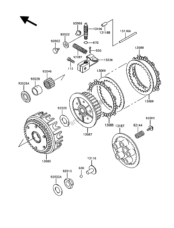 Todas las partes para Embrague de Kawasaki GT 750 1992