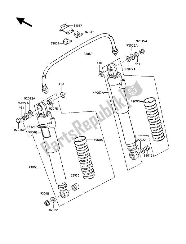 Tutte le parti per il Sospensione E Ammortizzatore del Kawasaki Z 1300 1986