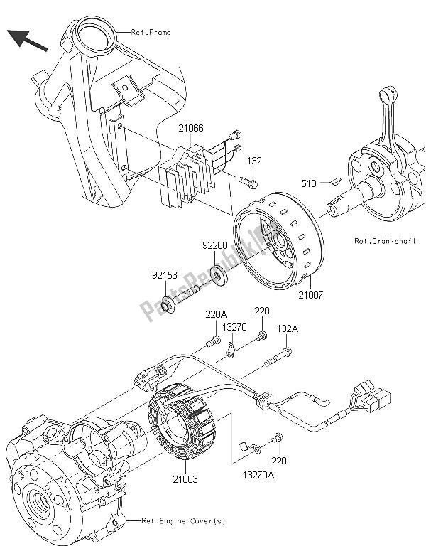 All parts for the Generator of the Kawasaki KLX 125 2016