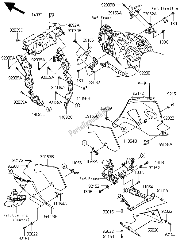 Tutte le parti per il Il Cofano Si Abbassa del Kawasaki ZZR 1400 ABS 2012