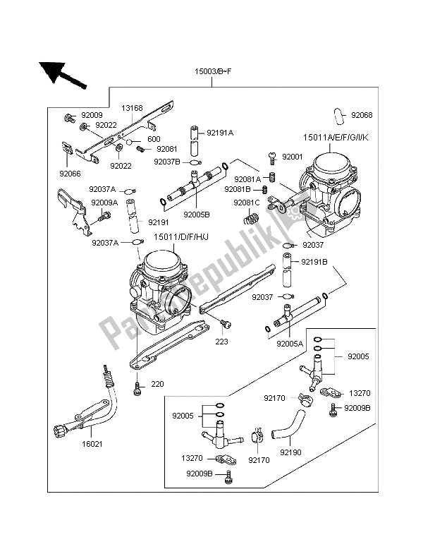 Tutte le parti per il Carburatore del Kawasaki EN 500 1997