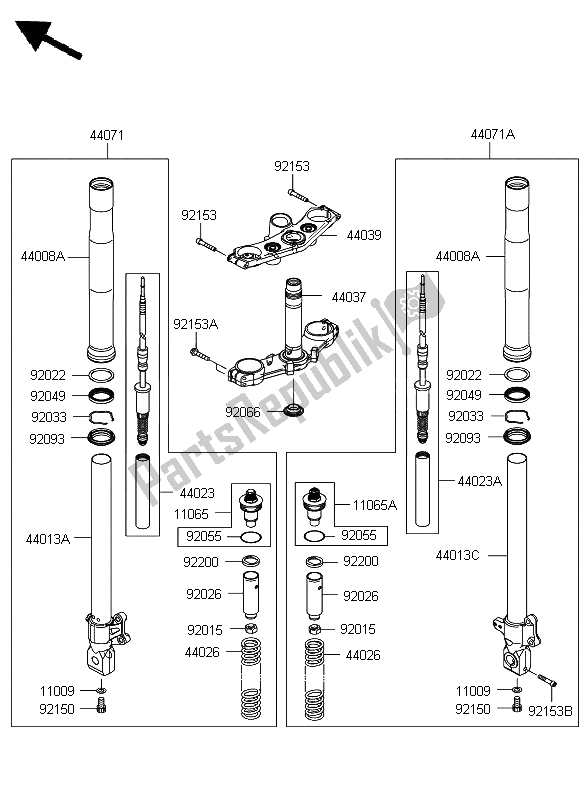 Wszystkie części do Przedni Widelec Kawasaki Z 750 2009