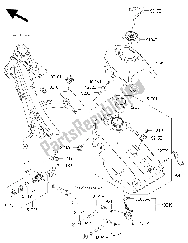 Tutte le parti per il Serbatoio Di Carburante del Kawasaki KLX 450R 2015