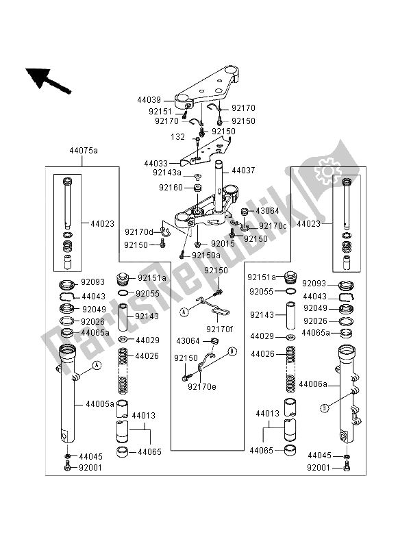 Alle onderdelen voor de Voorvork van de Kawasaki Eliminator 125 1999