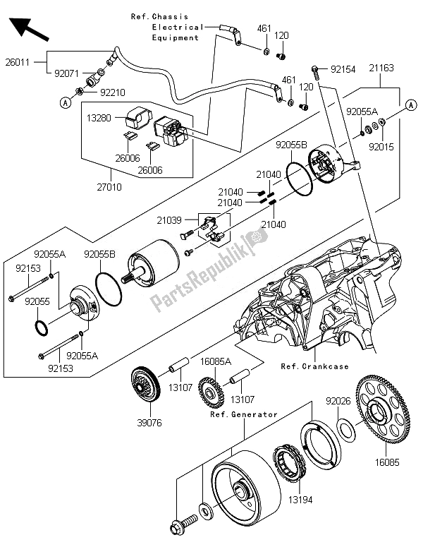 Tutte le parti per il Motorino Di Avviamento del Kawasaki ER 6N 650 2014