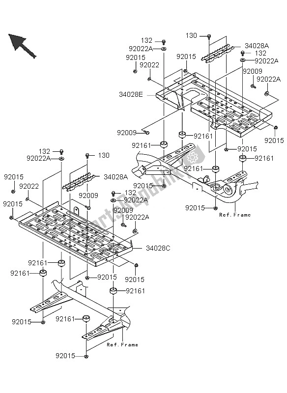 All parts for the Footrests of the Kawasaki KVF 360 4X4 2005