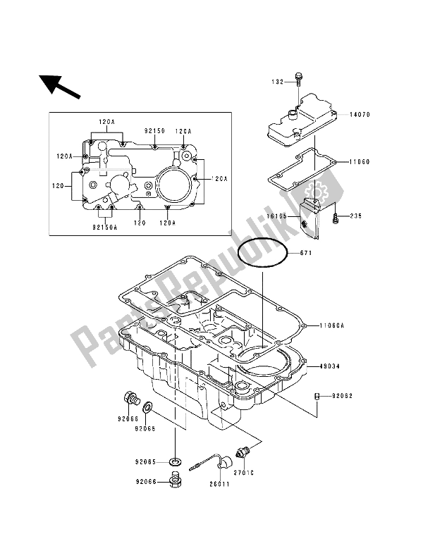 Tutte le parti per il Coperchio Sfiato E Coppa Dell'olio del Kawasaki Zephyr 1100 1992