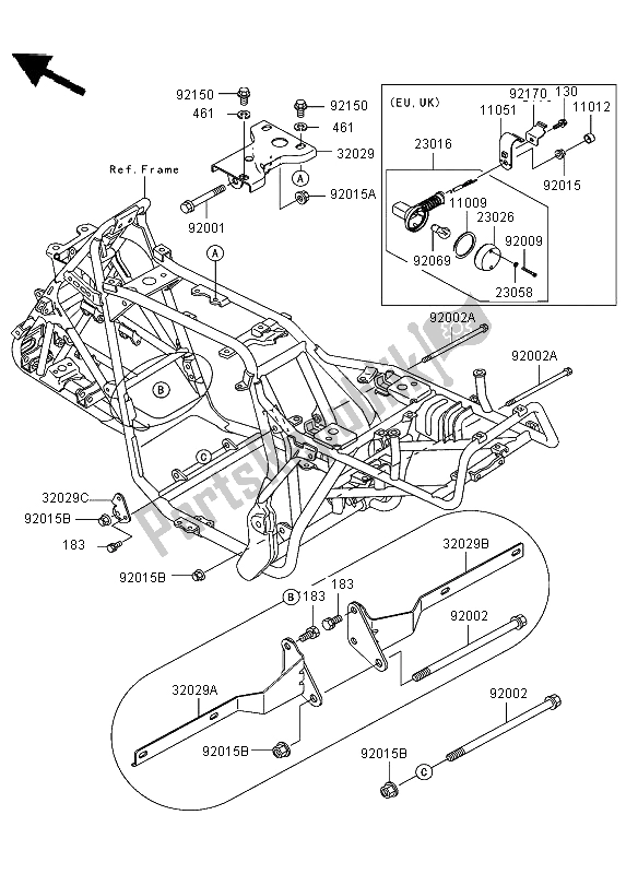 Tutte le parti per il Supporto Del Motore del Kawasaki KLF 300 2002