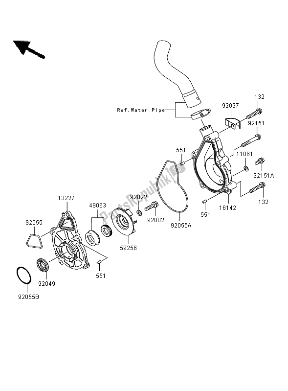 All parts for the Water Pump of the Kawasaki Versys 650 2008