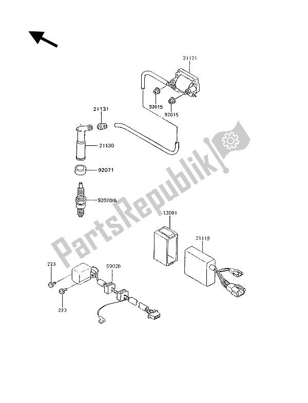 Alle onderdelen voor de Ontbrandingssysteem van de Kawasaki KLR 600 1993