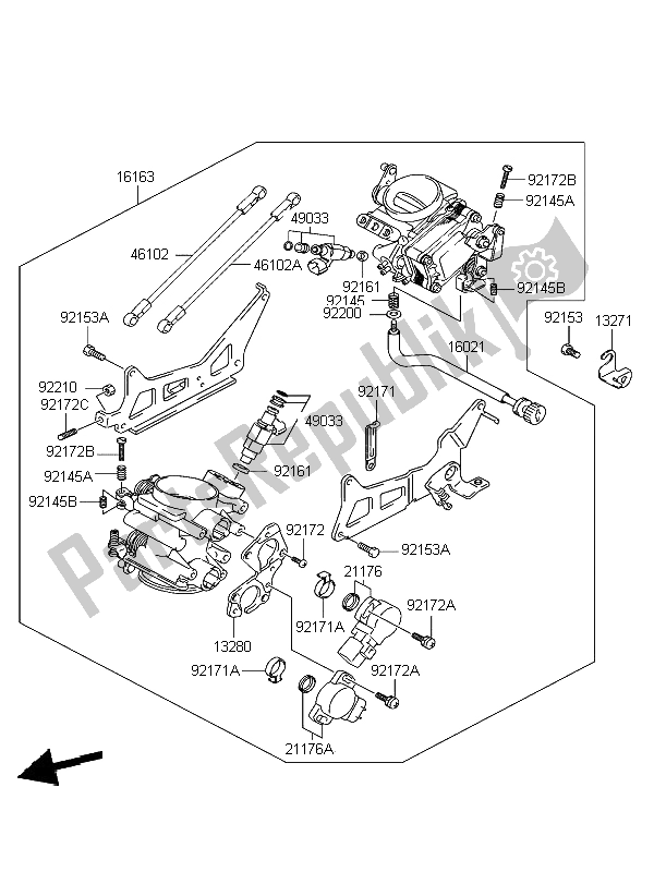 Wszystkie części do Przepustnica Kawasaki KLV 1000 2004