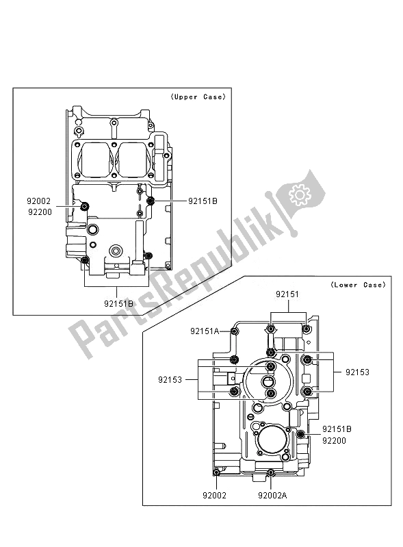 All parts for the Crankcase Bolt Pattern of the Kawasaki Ninja 250R 2010