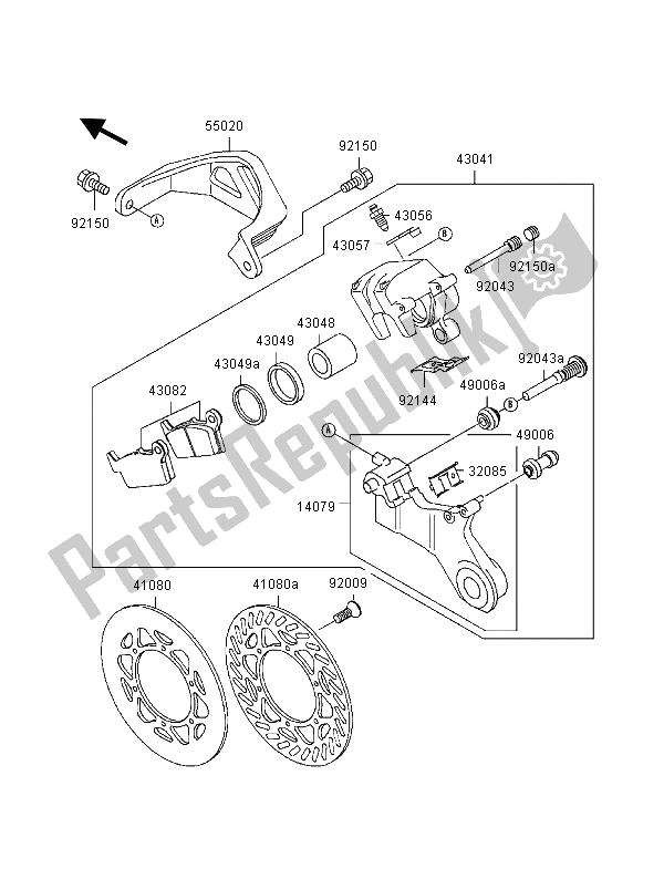 Tutte le parti per il Freno Posteriore del Kawasaki KX 125 2000