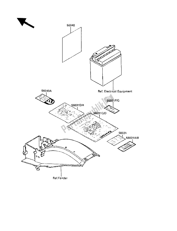 All parts for the Labels of the Kawasaki GPX 750R 1988