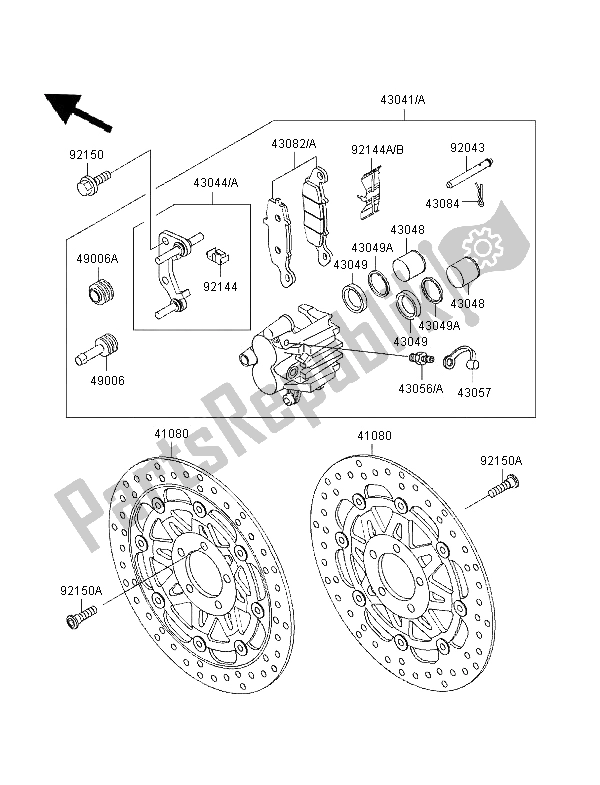 Tutte le parti per il Freno Anteriore del Kawasaki GPZ 1100 1996