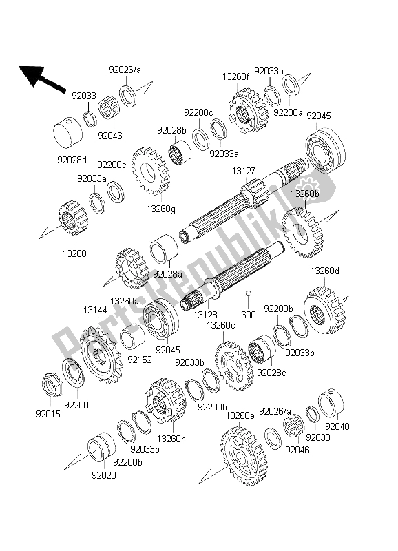 Wszystkie części do Przenoszenie Kawasaki ZR 7S 750 2001