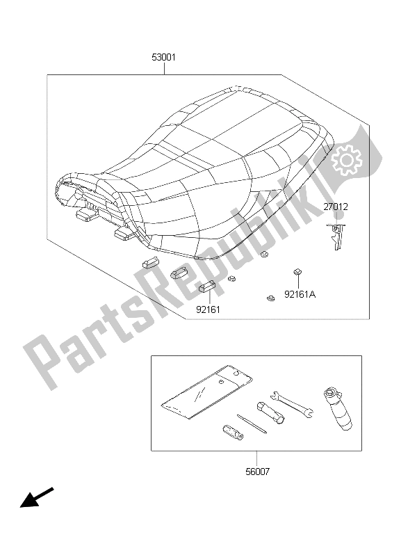 Alle onderdelen voor de Stoel van de Kawasaki Brute Force 300 2015