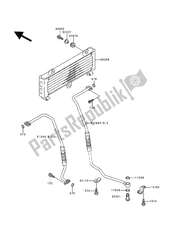 Tutte le parti per il Radiatore Dell'olio del Kawasaki Zephyr 1100 1992