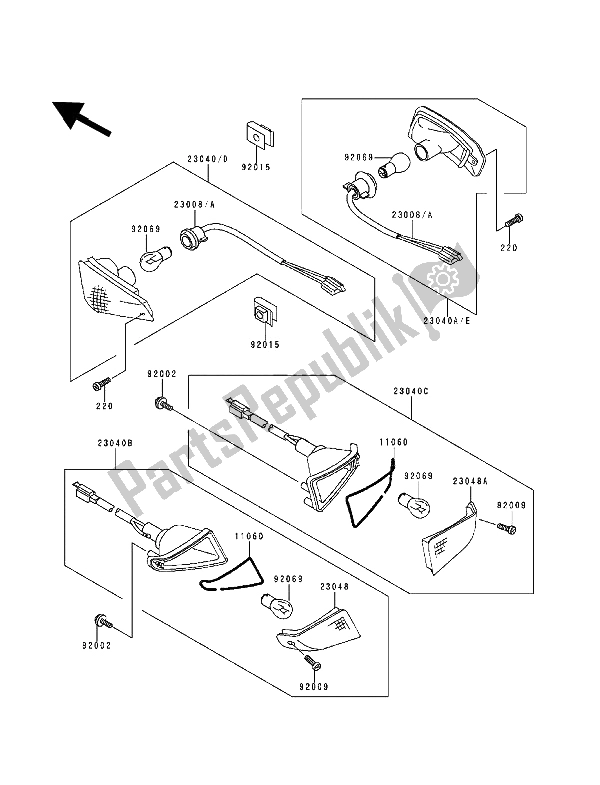 All parts for the Turn Signals of the Kawasaki ZZ R 600 1993