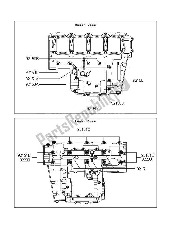 Alle onderdelen voor de Carter Bout Patroon van de Kawasaki Z 750 ABS 2007