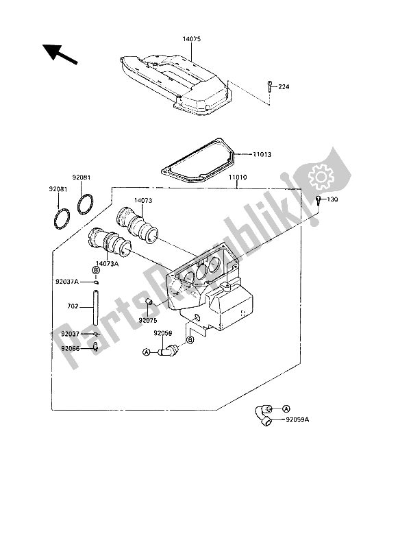 All parts for the Air Cleaner of the Kawasaki GPZ 1000 RX 1987