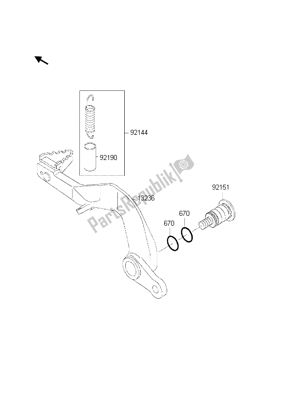 All parts for the Brake Pedal of the Kawasaki KX 85 SW 2002