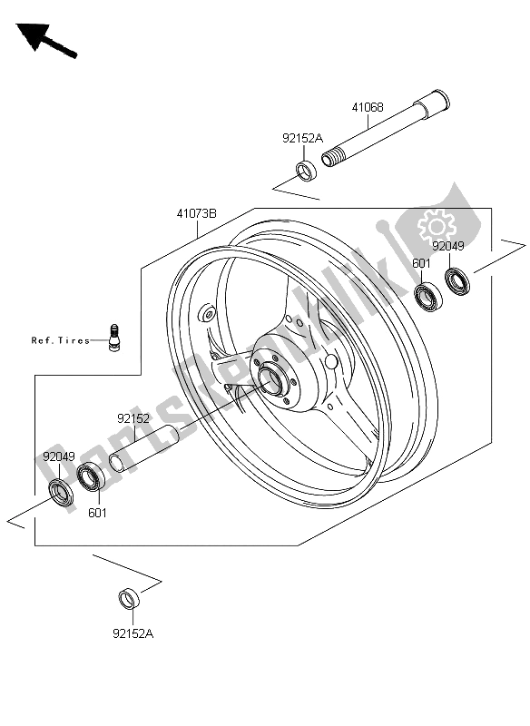 Toutes les pièces pour le Moyeu Avant du Kawasaki Z 1000 2009