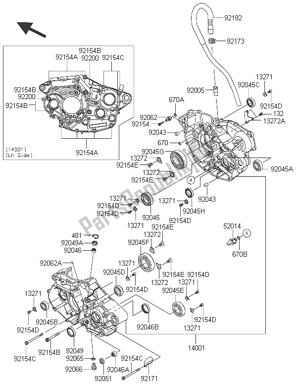 All parts for the Crankcase of the Kawasaki KX 450F 2016