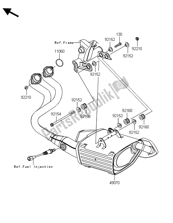 All parts for the Muffler(s) of the Kawasaki ER 6F ABS 650 2014