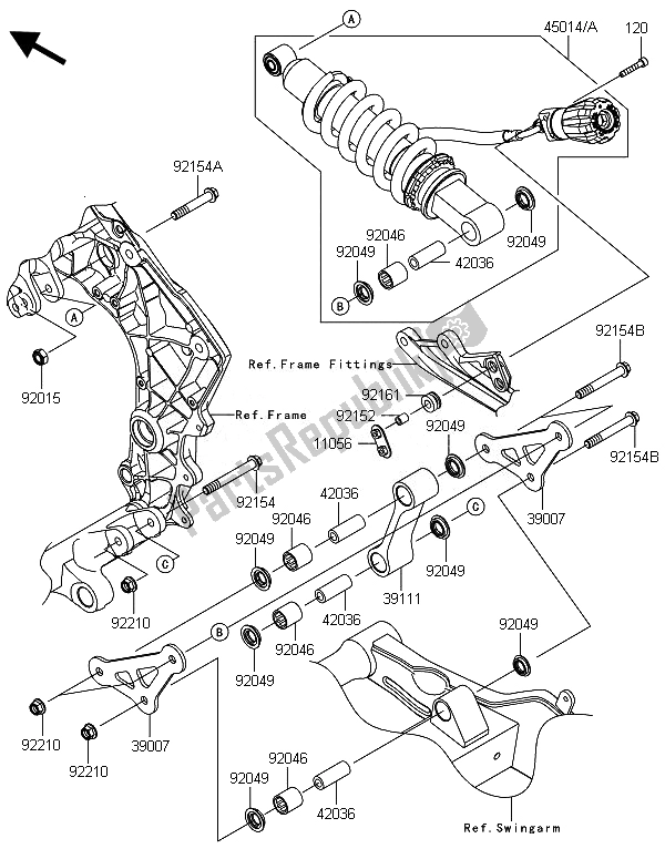 All parts for the Suspension & Shock Absorber of the Kawasaki ZX 1000 SX 2014