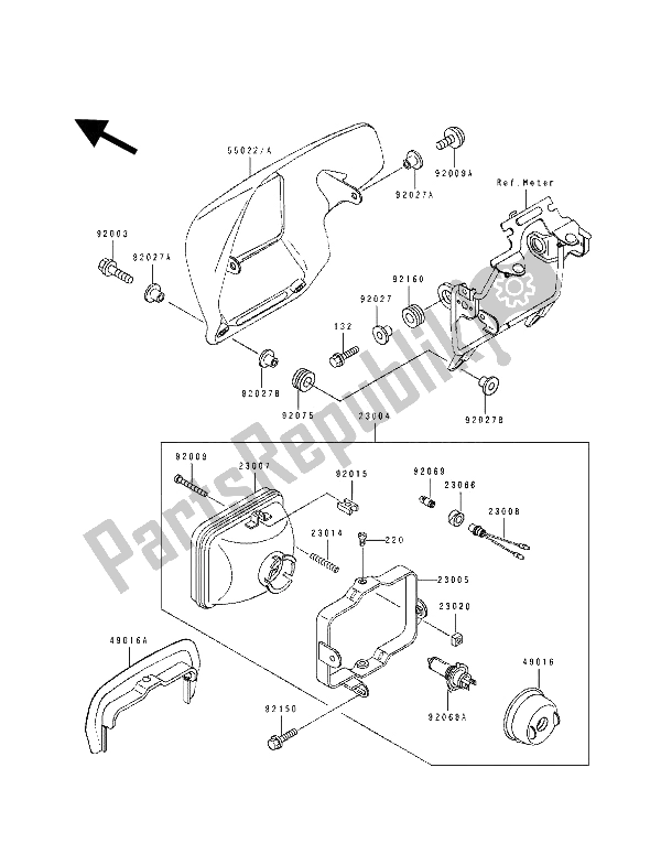 Tutte le parti per il Faro del Kawasaki KDX 125 1992