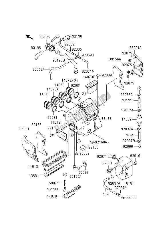 Toutes les pièces pour le Purificateur D'air du Kawasaki GPZ 1100 1995