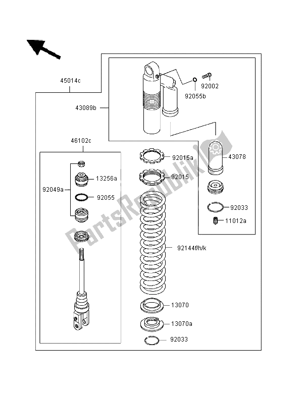 All parts for the Shock Absorber of the Kawasaki KX 500 1996