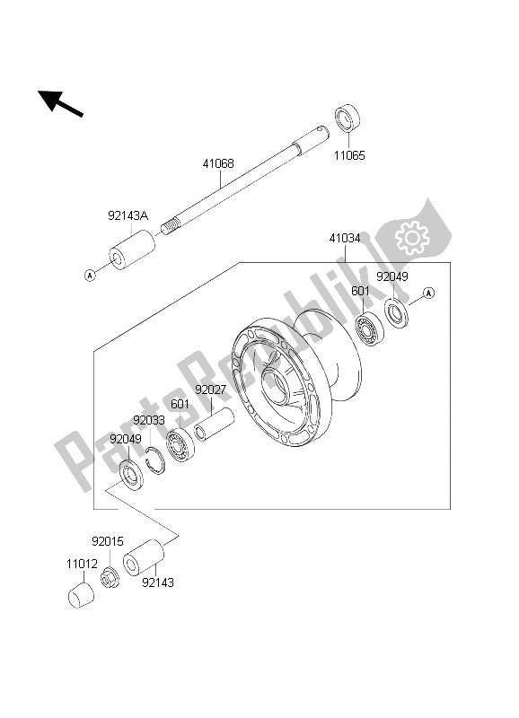 All parts for the Front Hub of the Kawasaki VN 800 Classic 2004